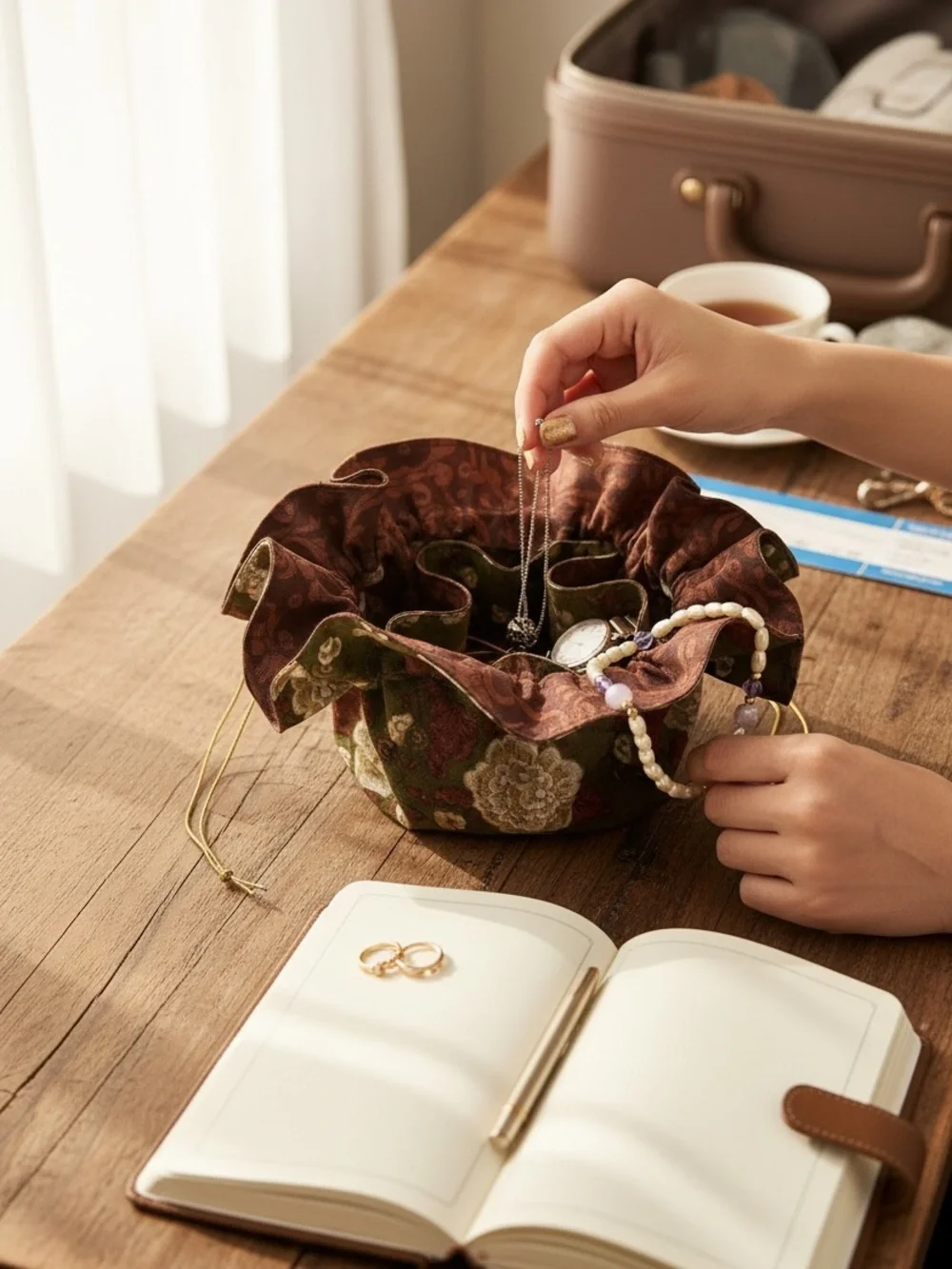 Jewelry Travel Drawstring Cinch Bag